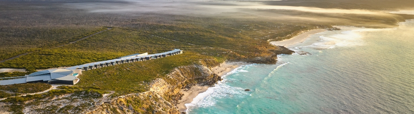 Aerial view of Southern Ocean Lodge along the Kangaroo Island coastline