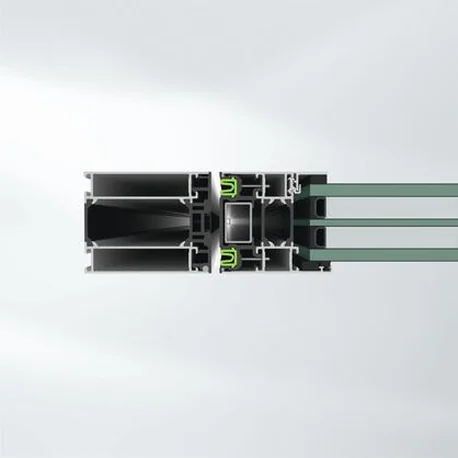 Horizontal section render of the AD AL 75 frame and locking pin