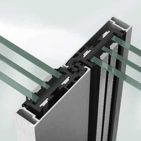 Section render through the AS PD 75.HI interlock and glazing