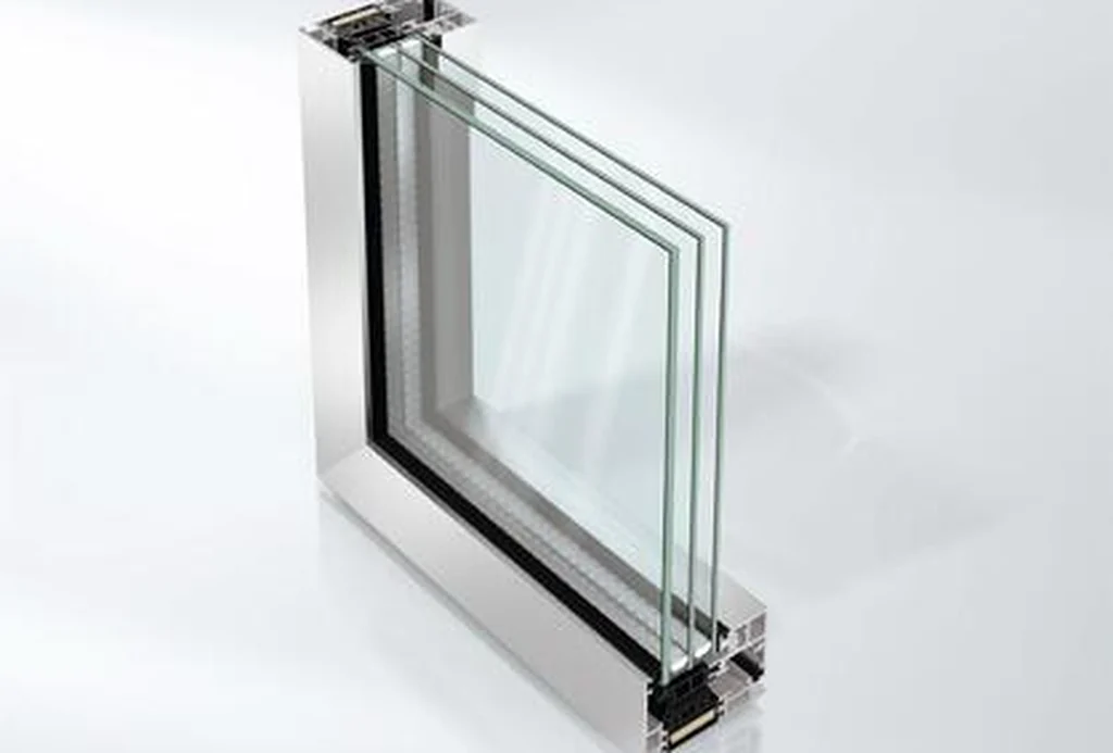Angled render of a Schüco AWS 75 PD.SI Panorama Design vent with slim face widths