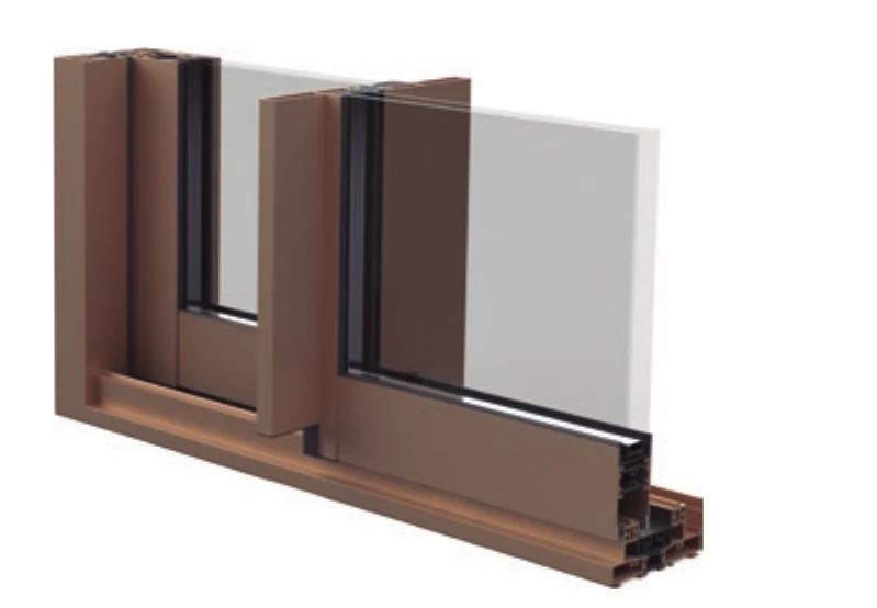 JT sliding system render showing the interlock and glazing bead