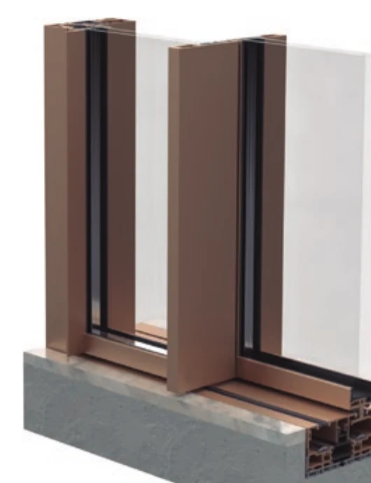 OS-Pivot render — concealed sill, with the track recessed below finished floor level